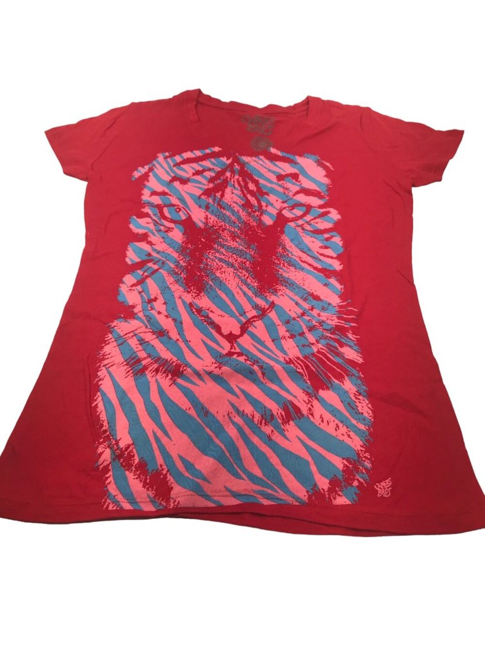 James Brothers Women's Size Medium Lion Graphic Short Sleeve Tee Shirt Red NWOT